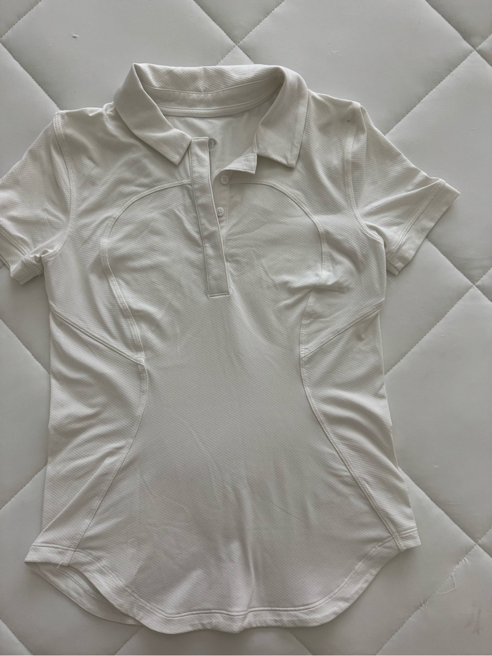 White Short Sleeve Polo Top